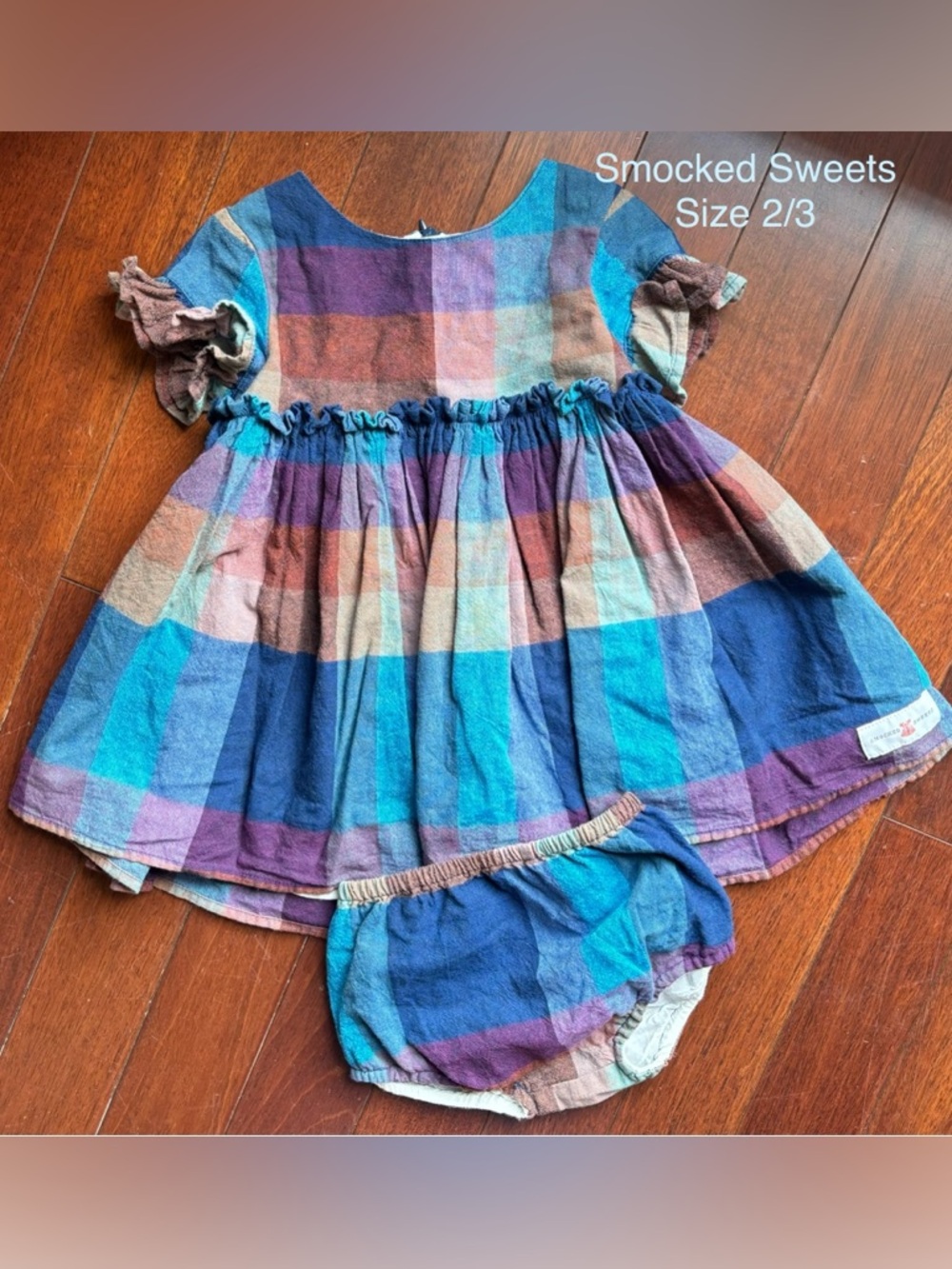 Girls Plaid Casual Dress with Bloomers - Multicolor